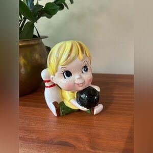 Vintage Bowling Boy Planter Retro Unique Home Decor